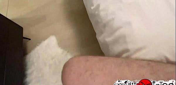  Blonde wraps her lips around thick dick in the hotel room bed